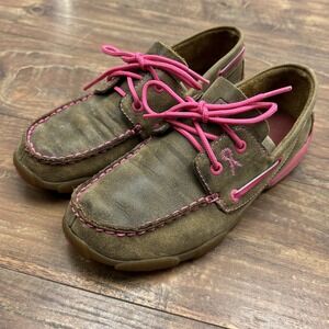 Twisted X Slip on Driving Moccasin Boat Breast Cancer Awareness Womens 5 M